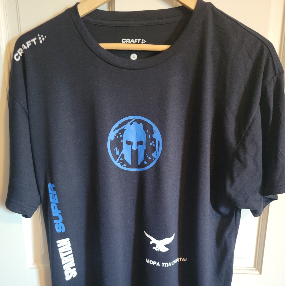 Craft Men's Black T-Shirt with Blue Spartan Design